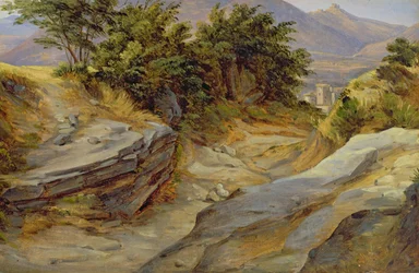 イタリアの山の風景、1824年頃（紙にトイレ）